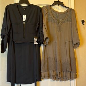 Black dress from Express and brown from Free People